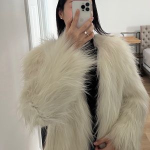 Authentic fox fur knitted cardigan